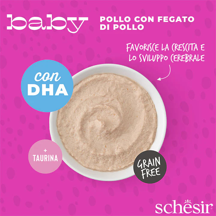 Schesir Baby – Pollo con Fegato di Pollo in Mousse 70g Schesir Baby – Pollo con Fegato di Pollo in Mousse 70g
